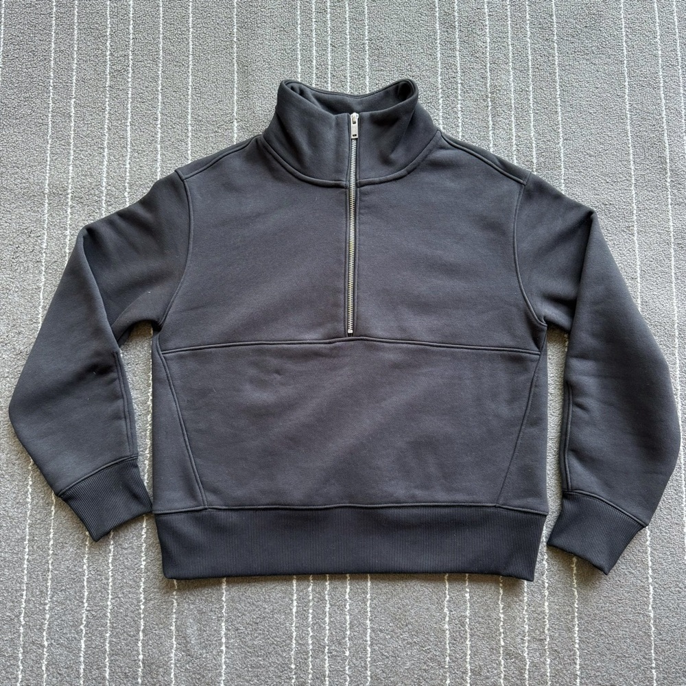 Everlane The Retrack Half-Zip Sweatshirt in Black